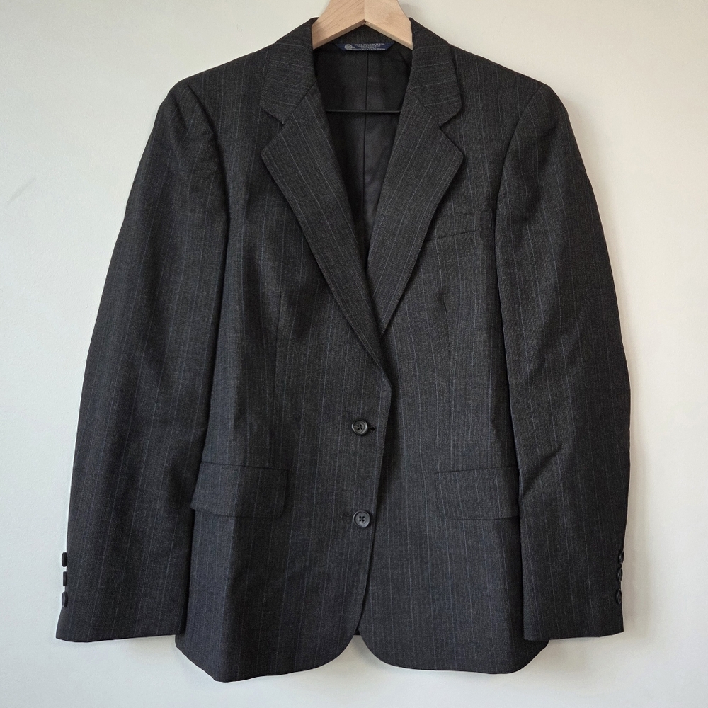 Vintage Austin Reed Gray Wool Pinstripe Blazer Womens Est. Medium